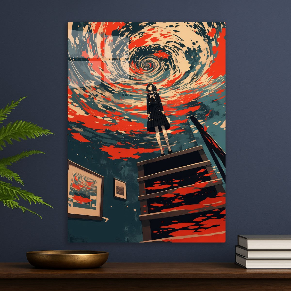 Surreal Schoolgirl on Stairs