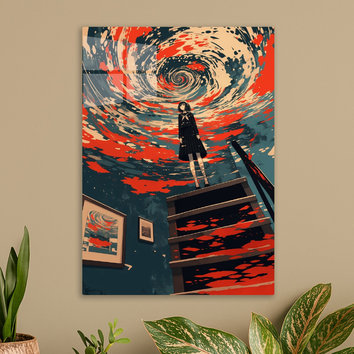 Surreal Schoolgirl on Stairs