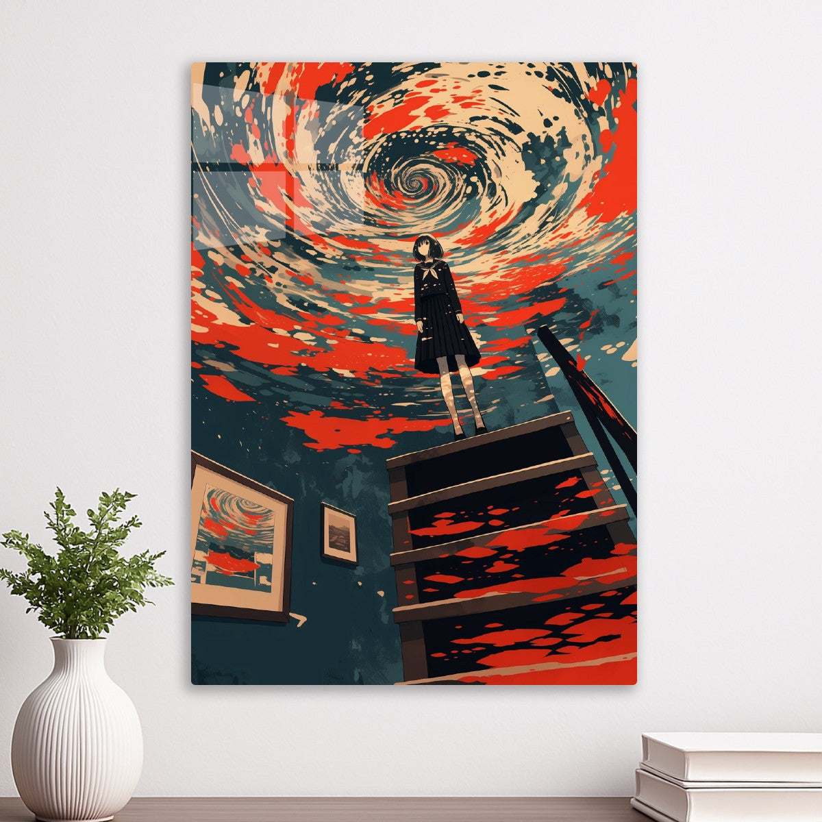 Surreal Schoolgirl on Stairs
