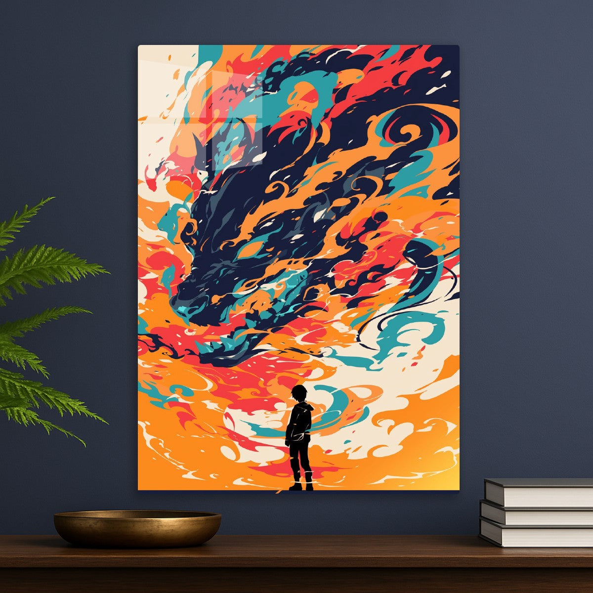 Fiery Wolf and Silhouette