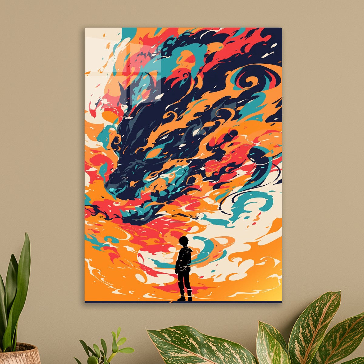 Fiery Wolf and Silhouette