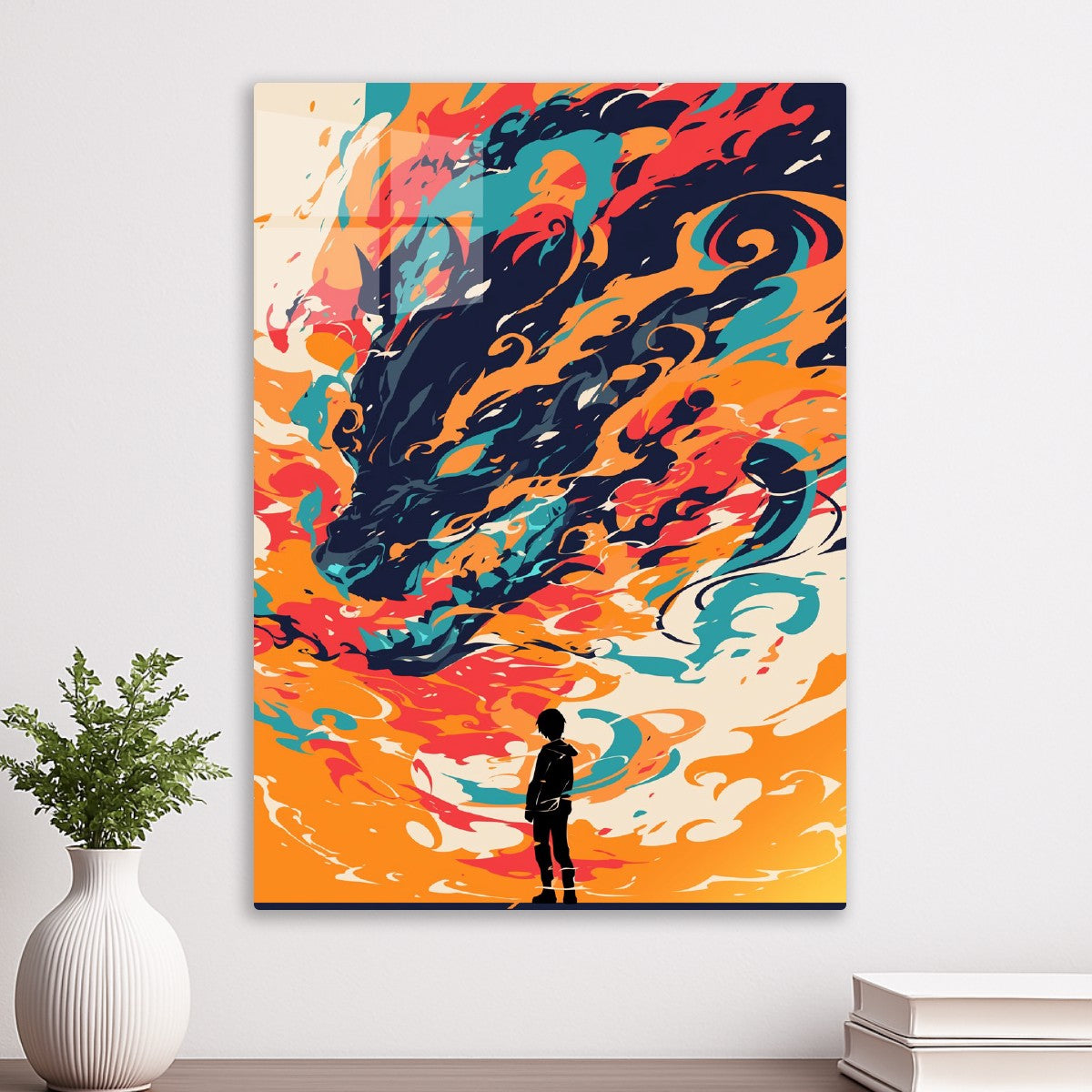 Fiery Wolf and Silhouette