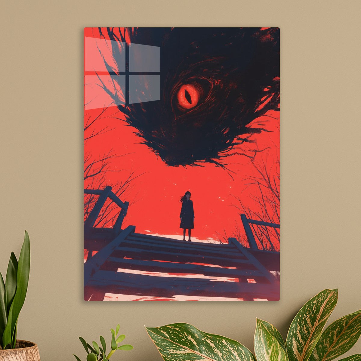 Red Sky, Girl, and Monster Eye