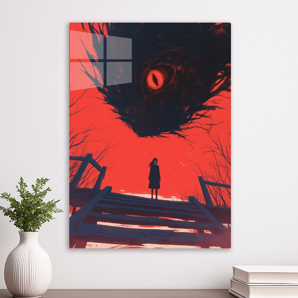 Red Sky, Girl, and Monster Eye