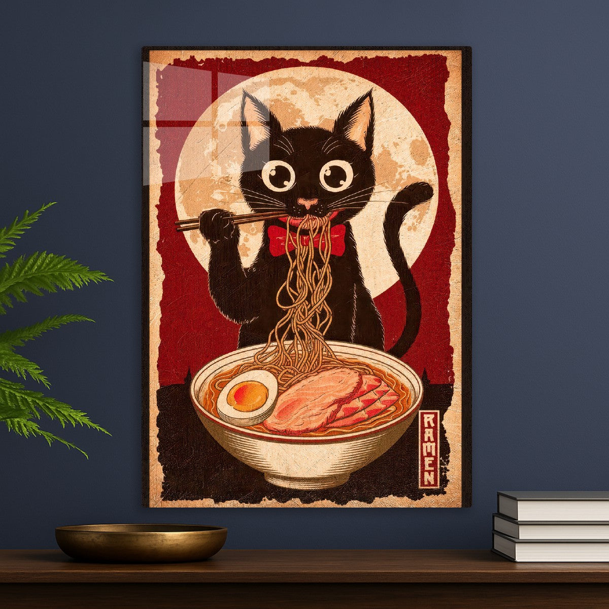 cat eating ramen