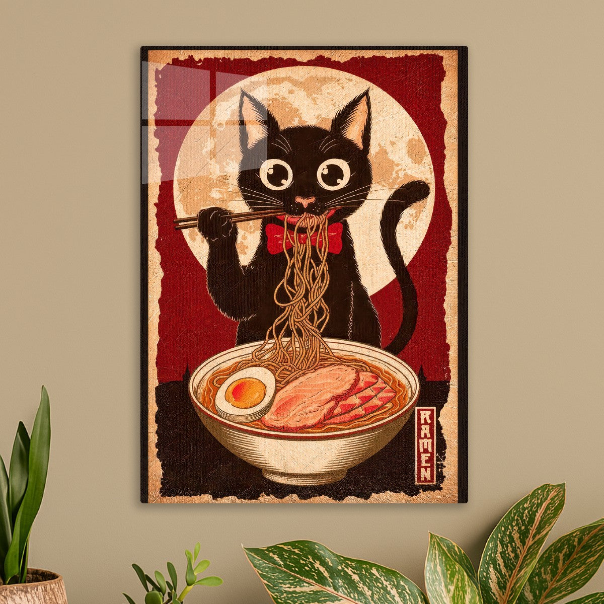 cat eating ramen