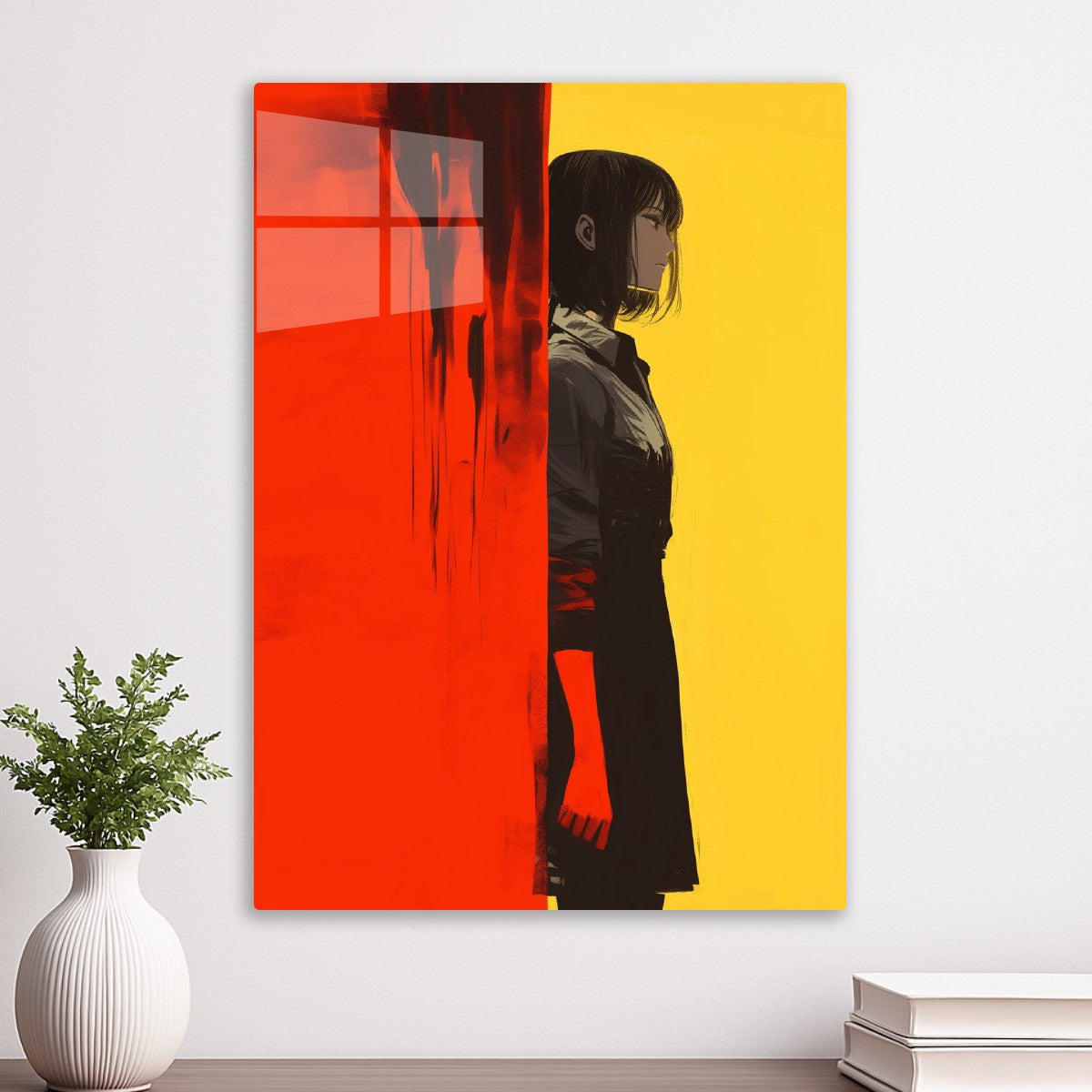 Anime Girl with Red and Yellow