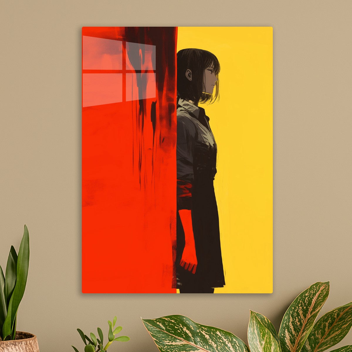 Anime Girl with Red and Yellow