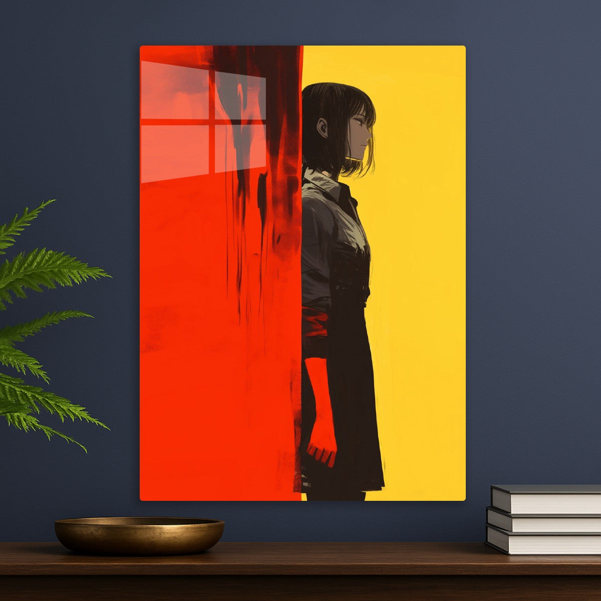 Anime Girl with Red and Yellow