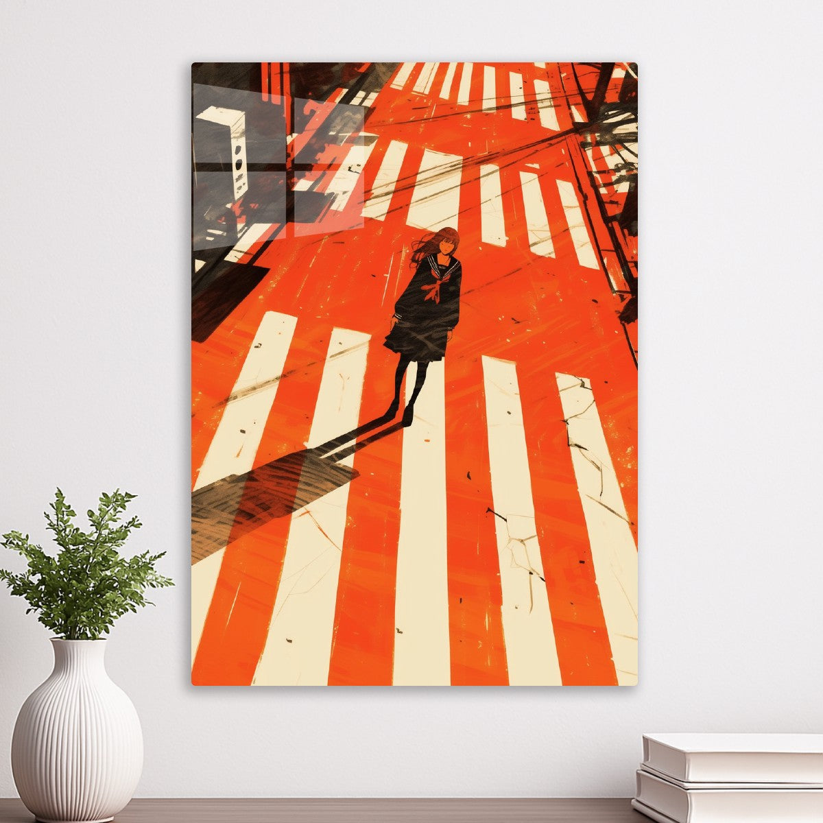 Anime Girl on Crosswalk