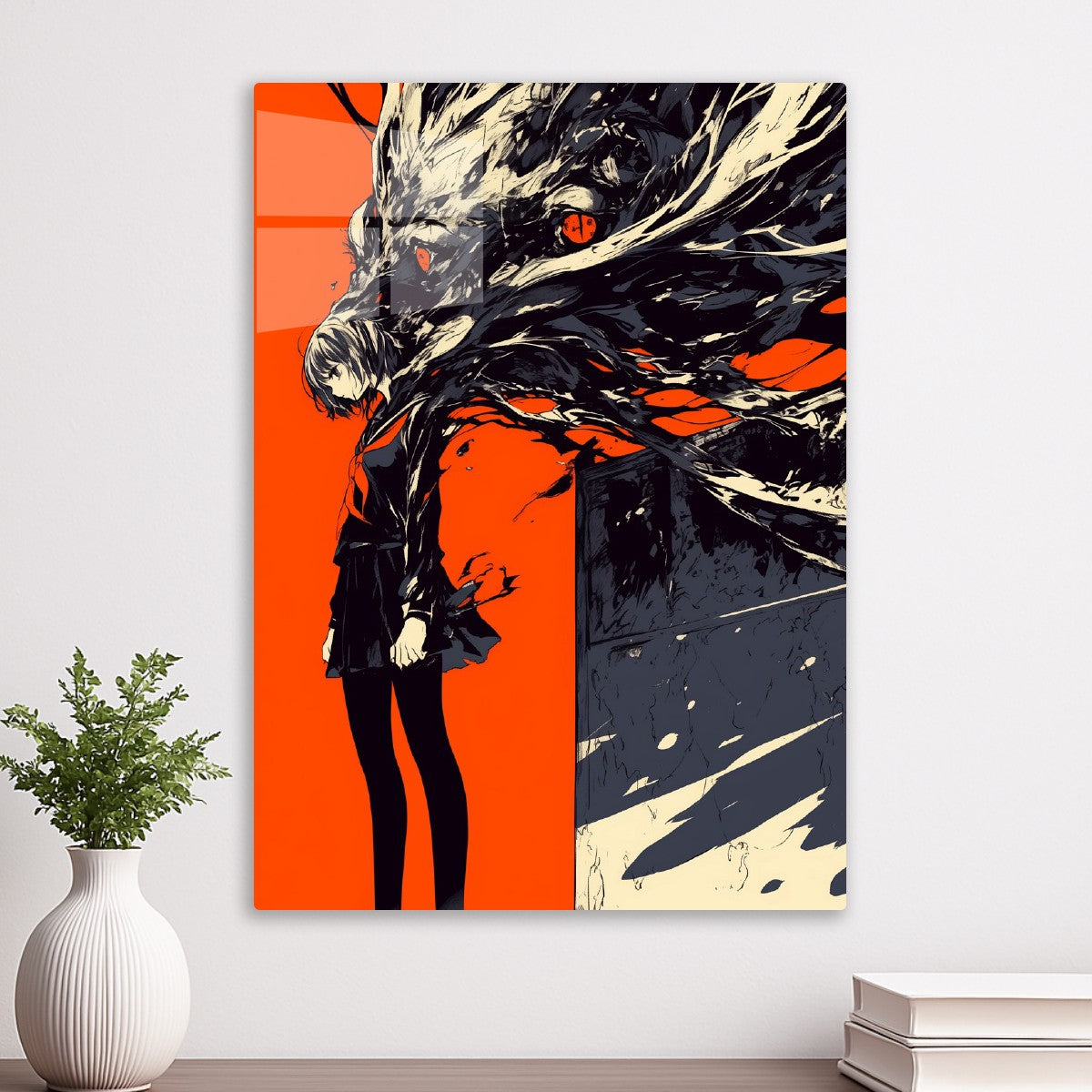 Anime Girl with Dragon Shadow