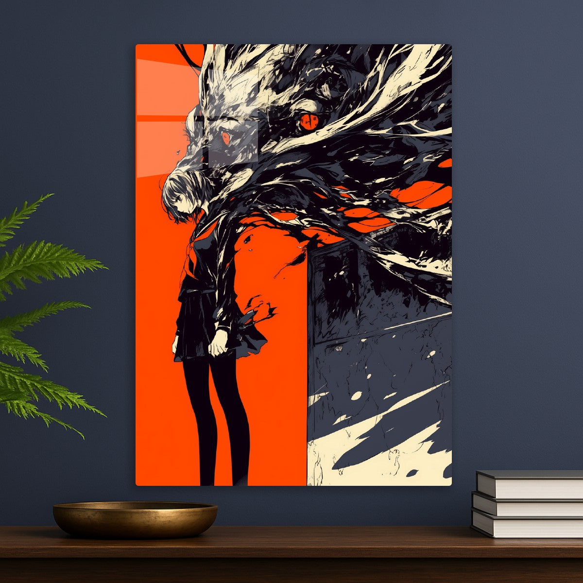 Anime Girl with Dragon Shadow