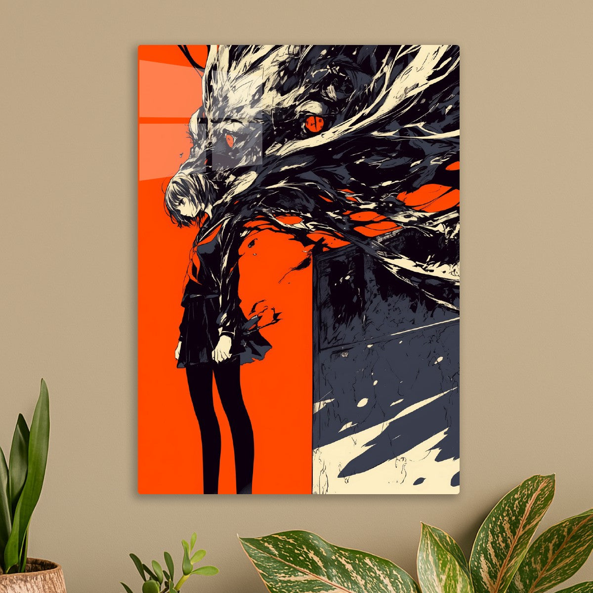 Anime Girl with Dragon Shadow