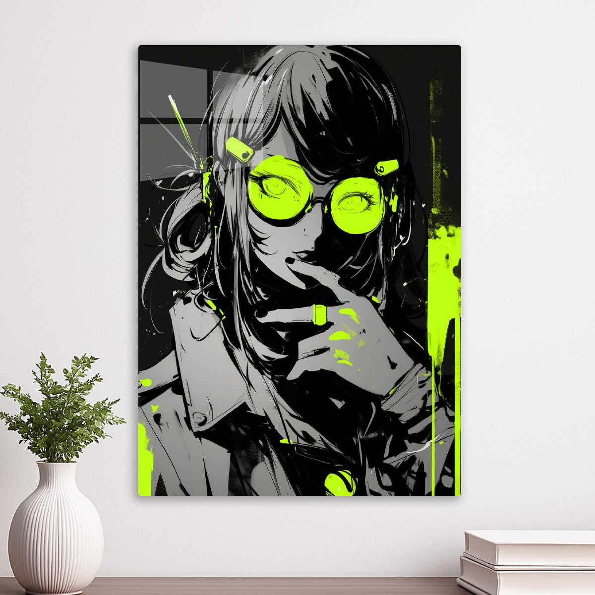 Neon Anime Girl Portrait
