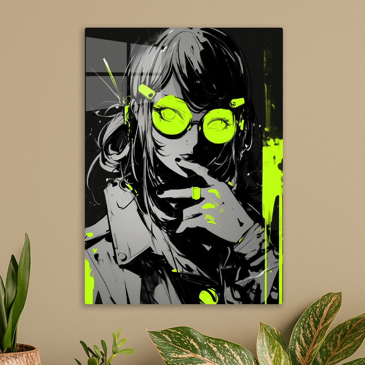 Neon Anime Girl Portrait
