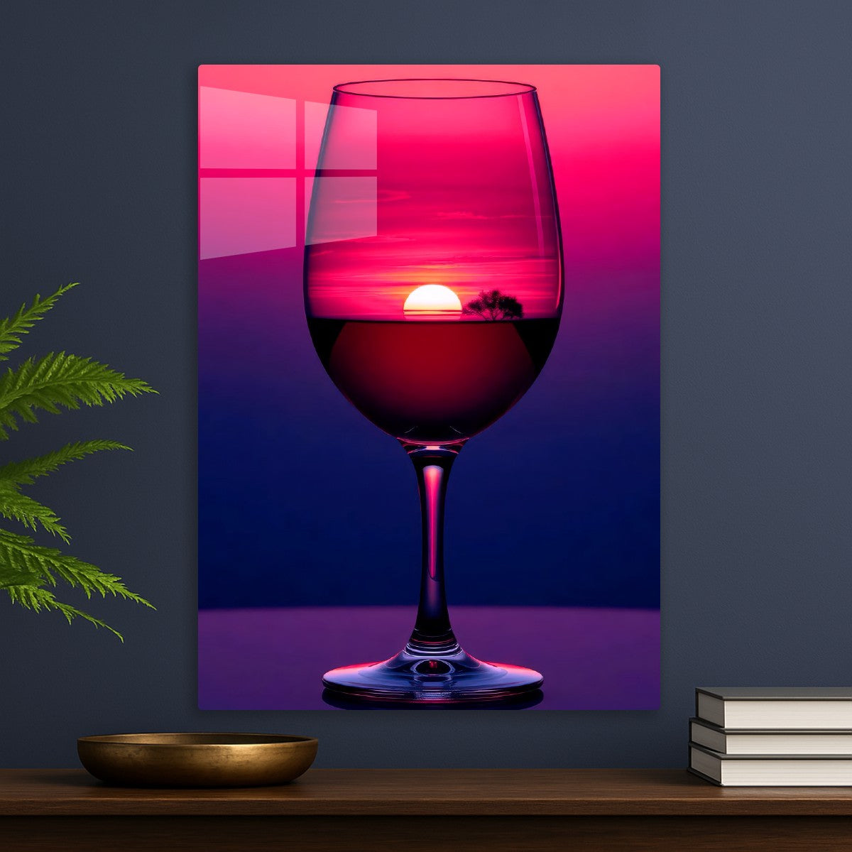 Crescent moon in glass