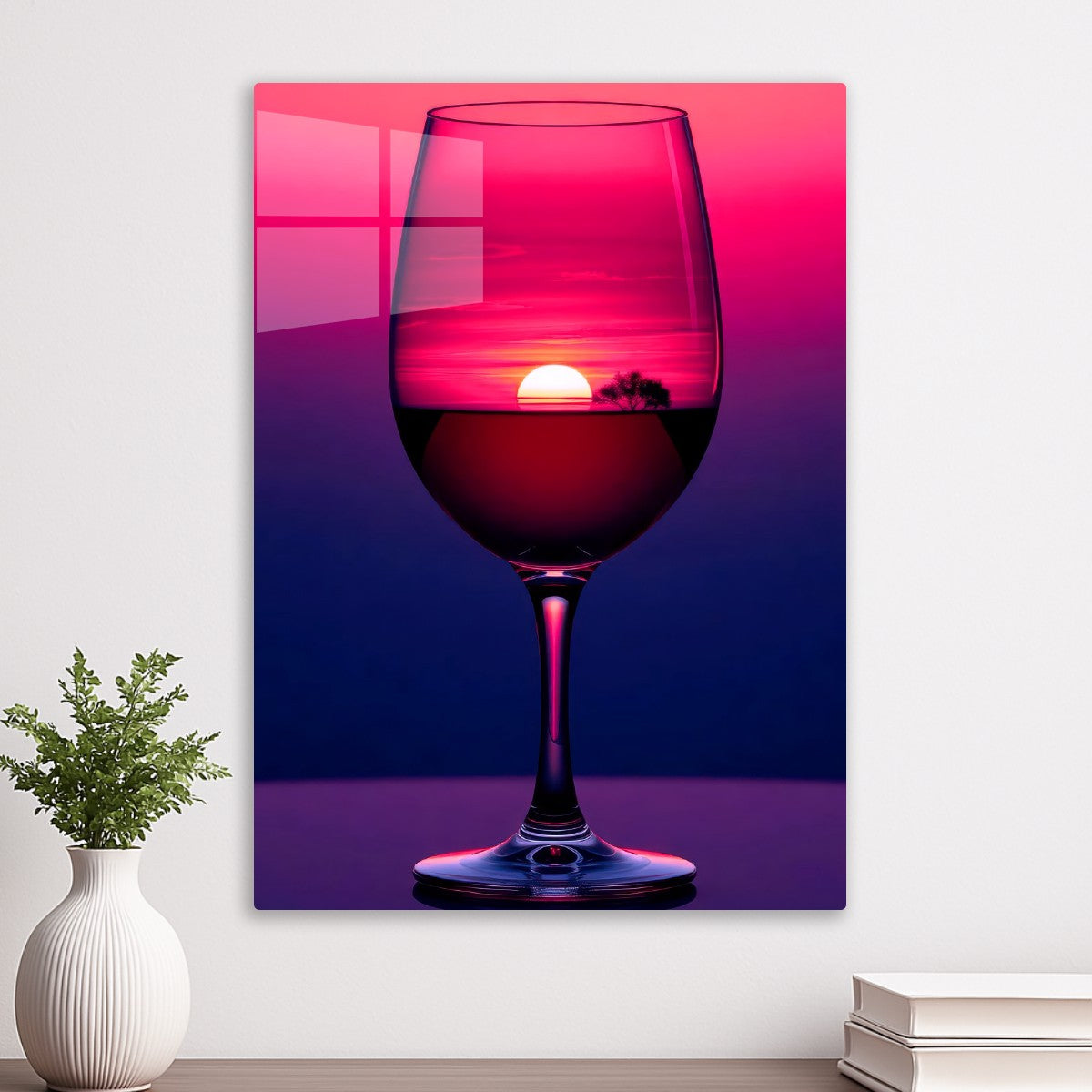 Crescent moon in glass