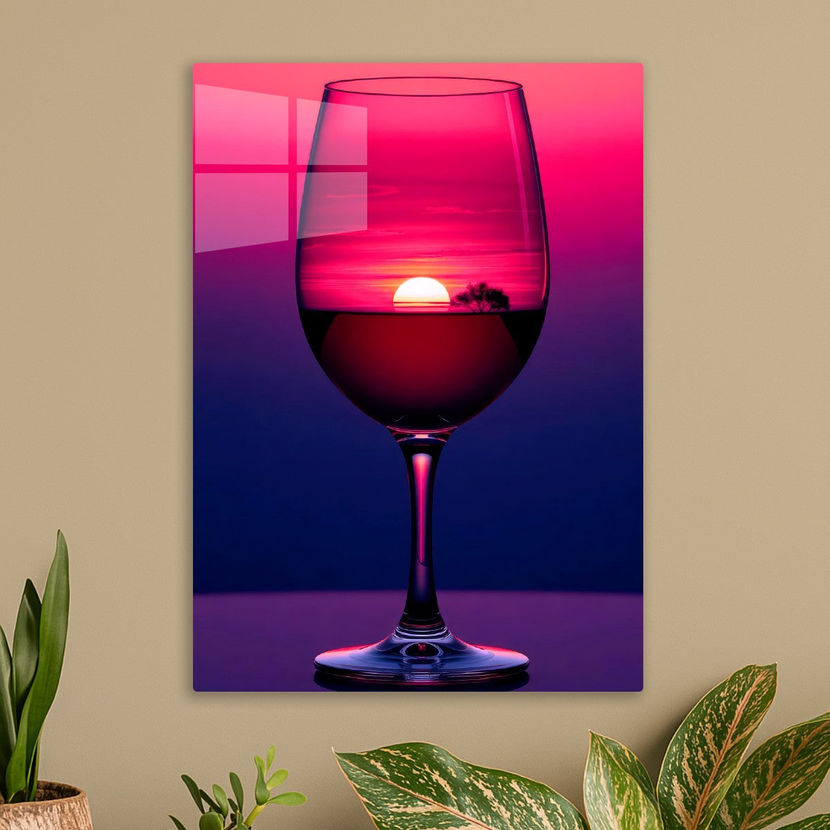 Crescent moon in glass