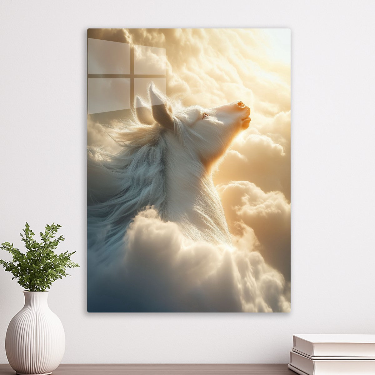 White Pegasus in the Clouds