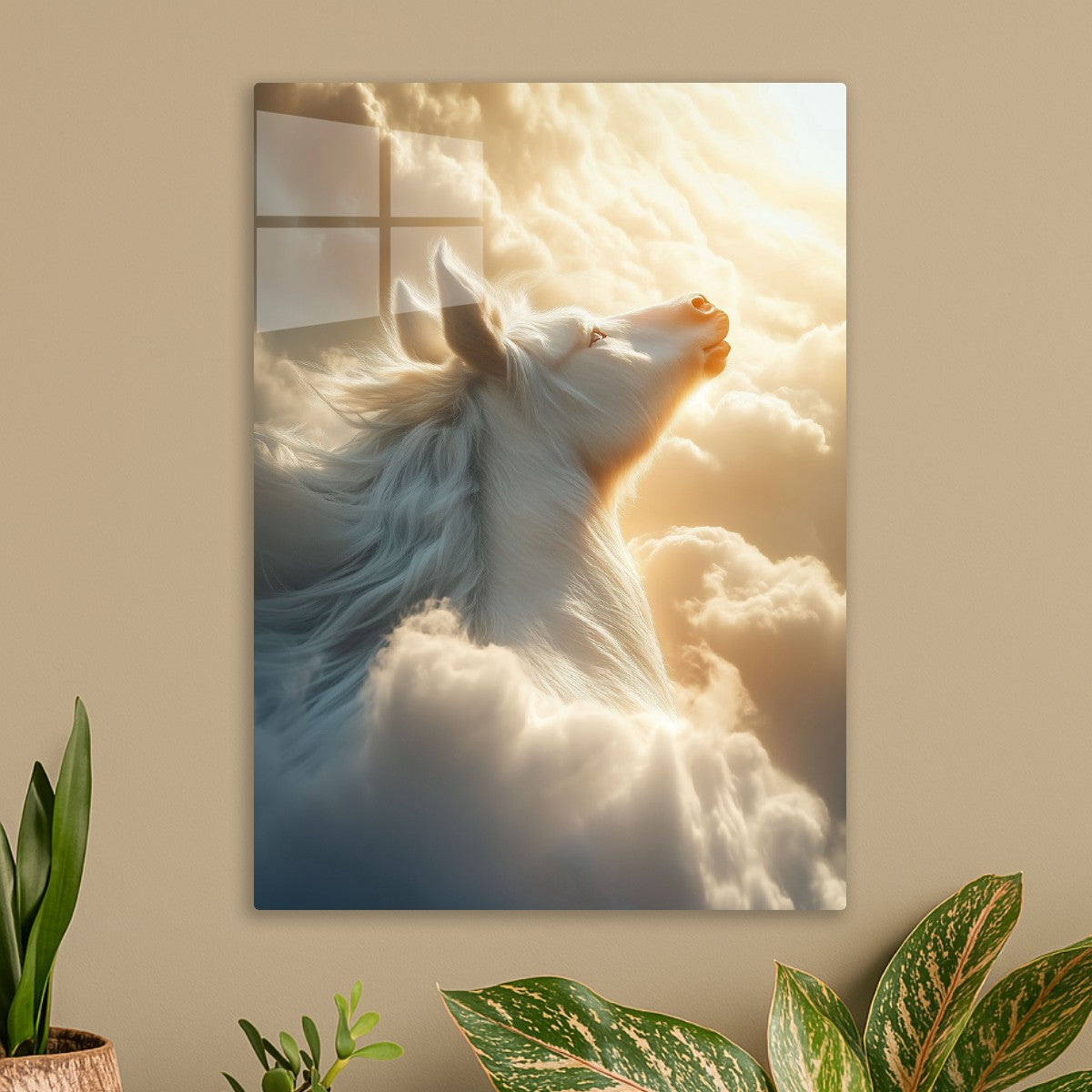 White Pegasus in the Clouds
