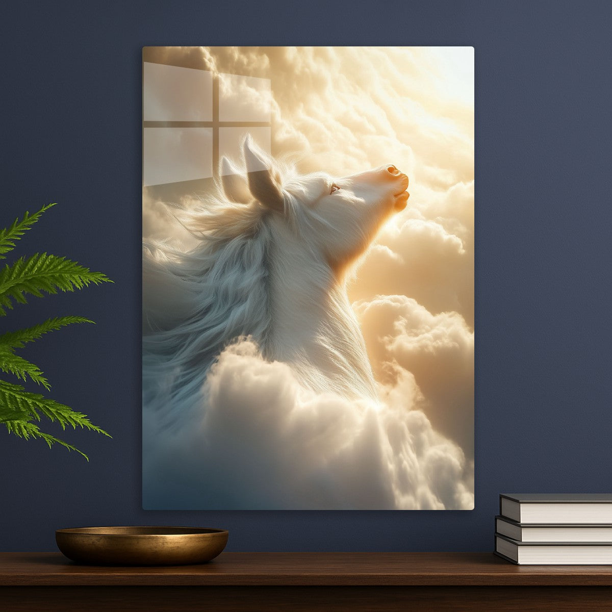 White Pegasus in the Clouds