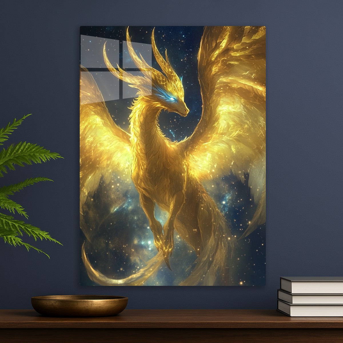 Golden Dragon in Starry Sky