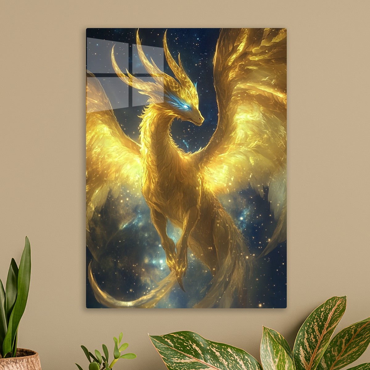 Golden Dragon in Starry Sky