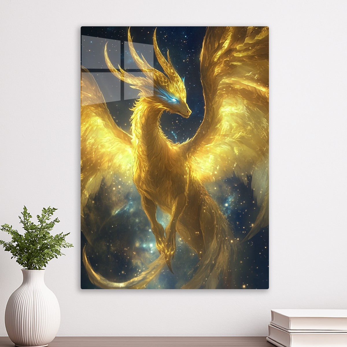 Golden Dragon in Starry Sky