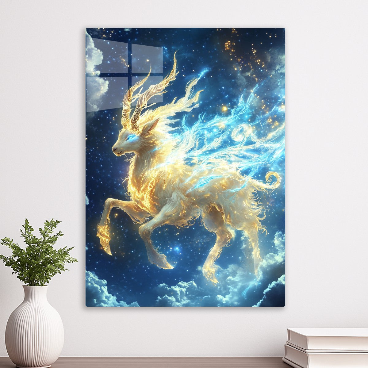 Celestial Deer in Starry Sky