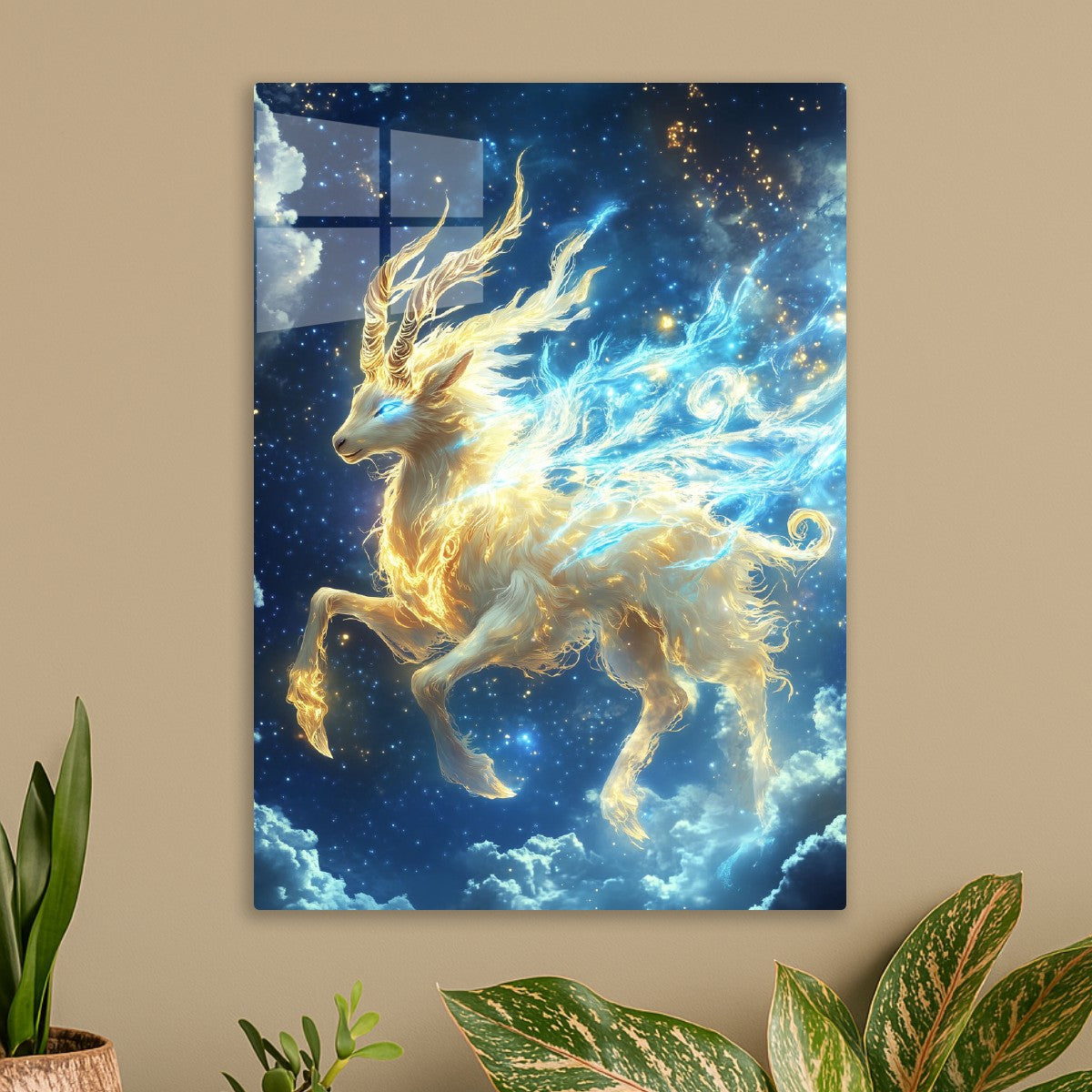 Celestial Deer in Starry Sky