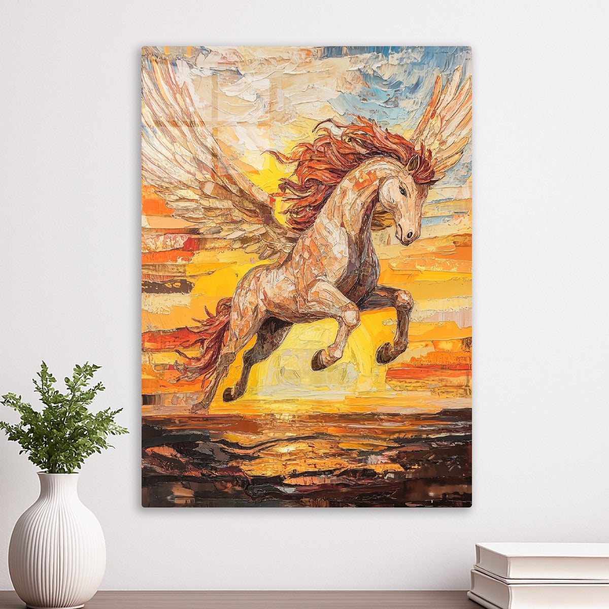Pegasus in Flight Impasto