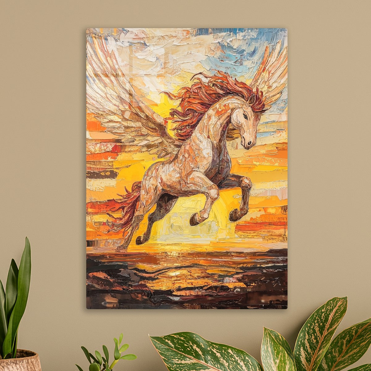 Pegasus in Flight Impasto