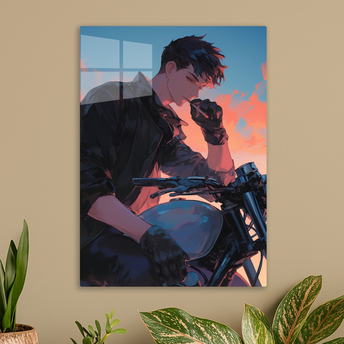 Motorcycle Rider at Sunset