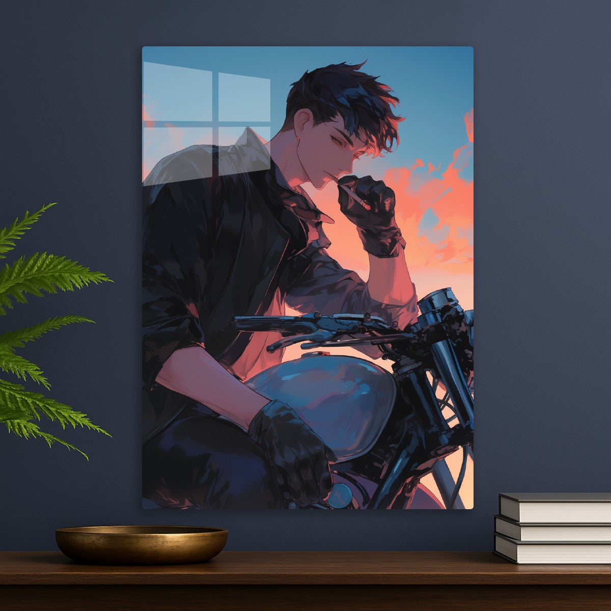 Motorcycle Rider at Sunset