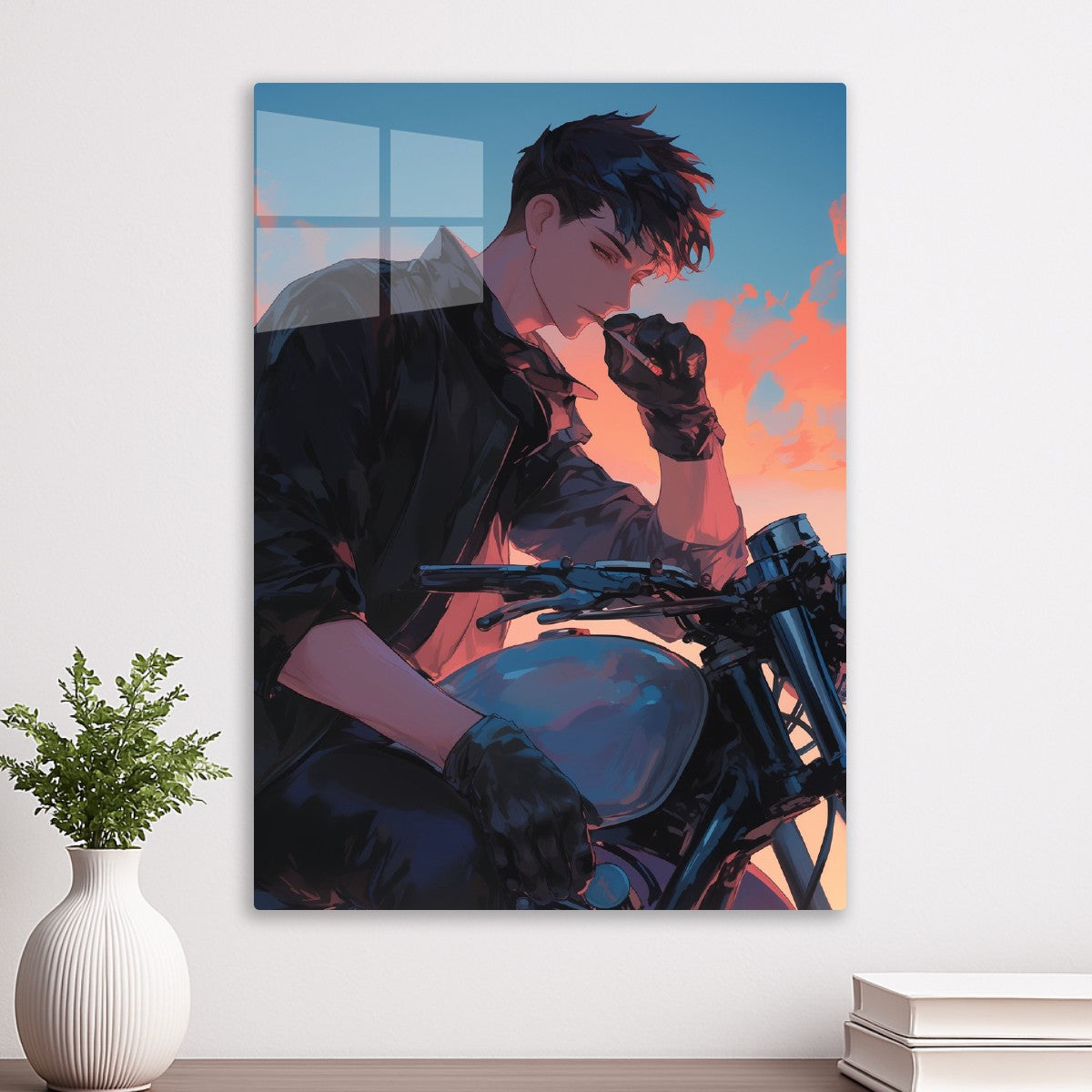 Motorcycle Rider at Sunset