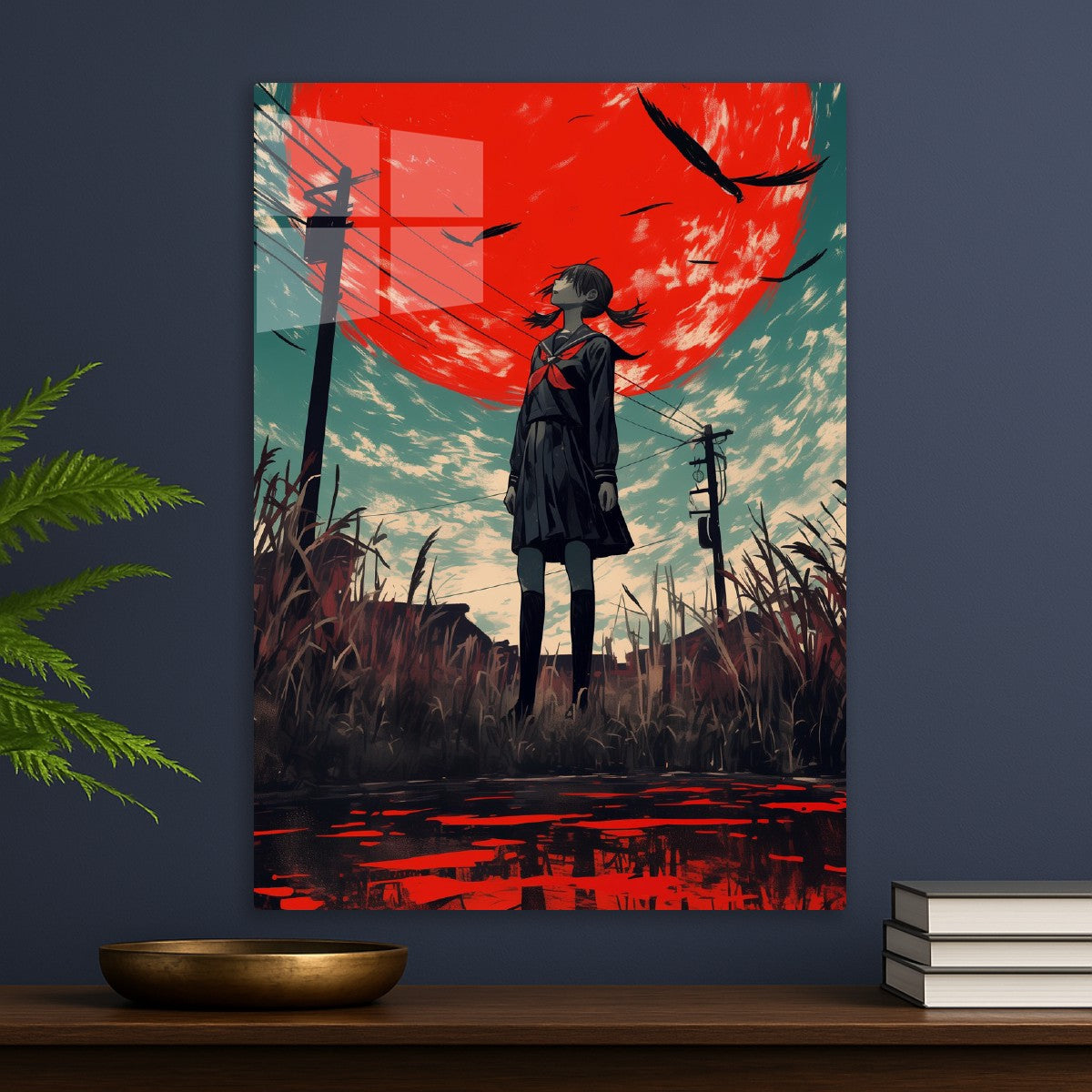 Anime Girl Under Red Sun