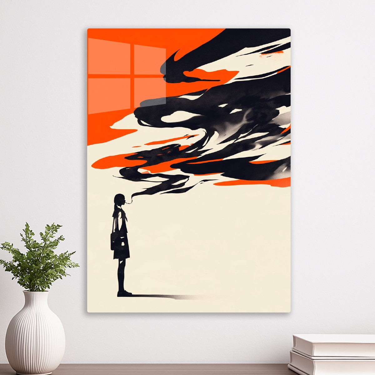 Silhouette of a girl smoking