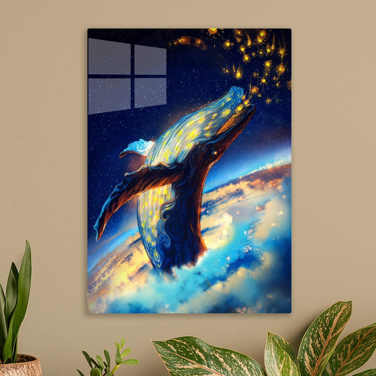 Celestial Whale in Starry Sky