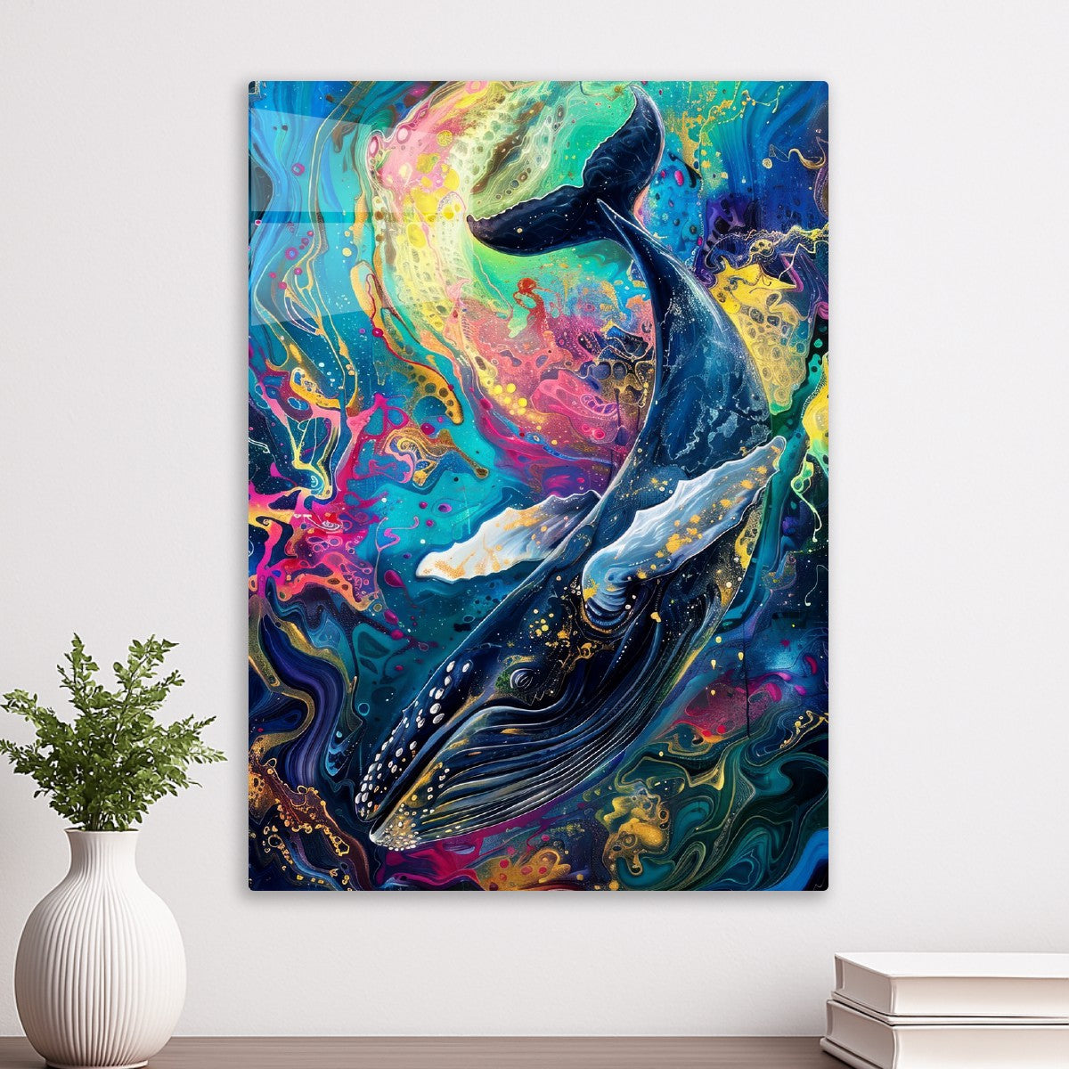 Colorful Whale Abstract Art