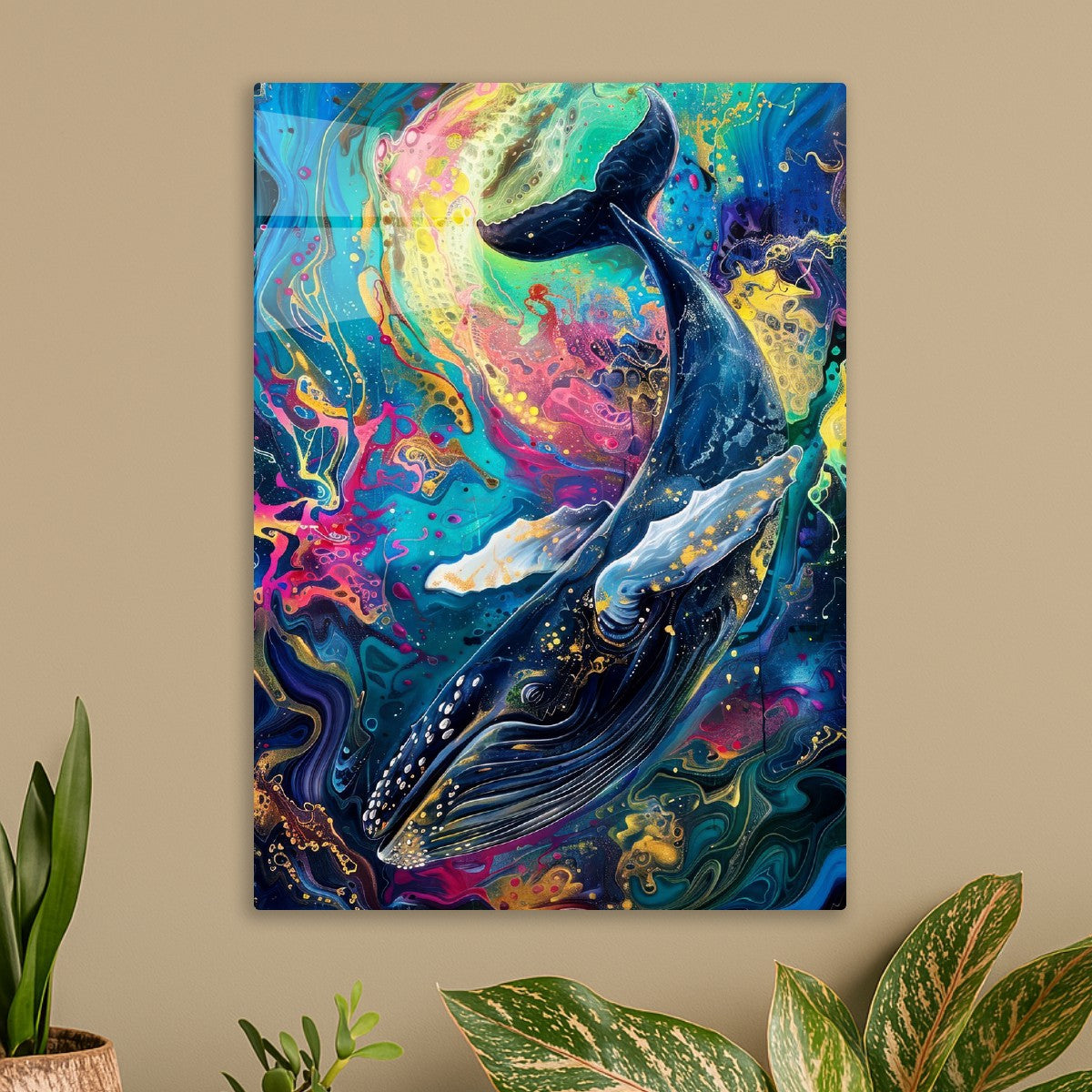 Colorful Whale Abstract Art