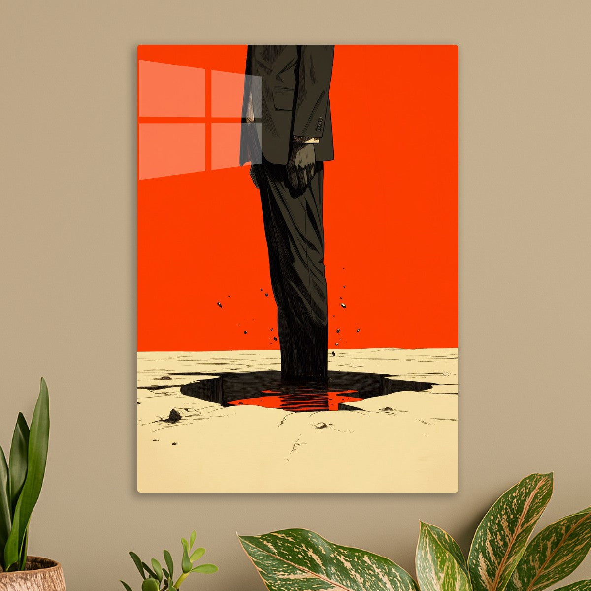 Man in Suit Standing in Hole