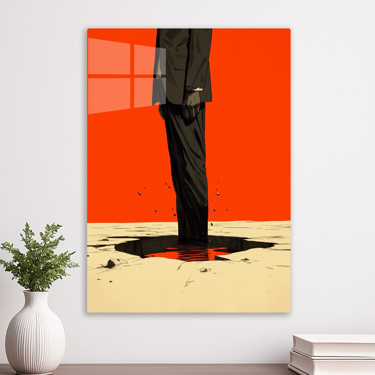 Man in Suit Standing in Hole