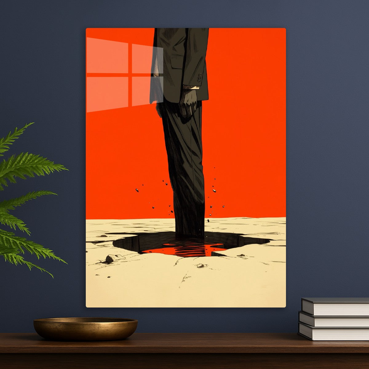 Man in Suit Standing in Hole