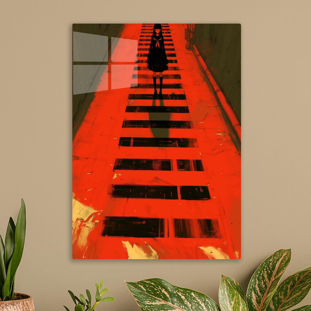 Red Corridor with Schoolgirl