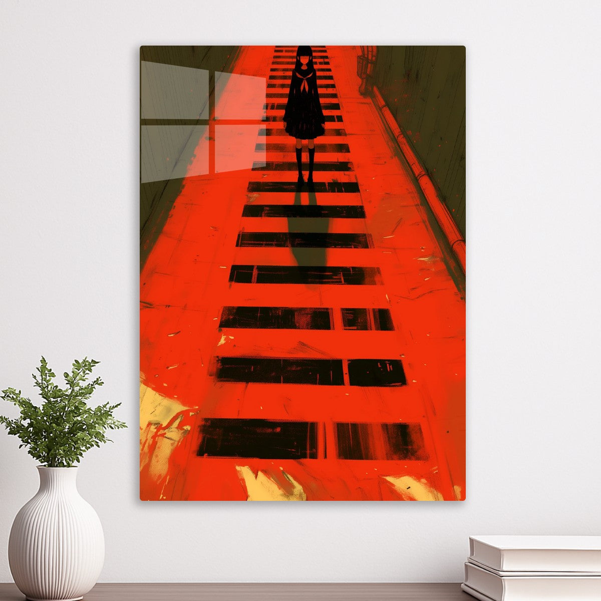 Red Corridor with Schoolgirl