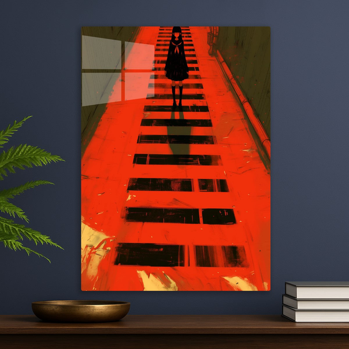 Red Corridor with Schoolgirl