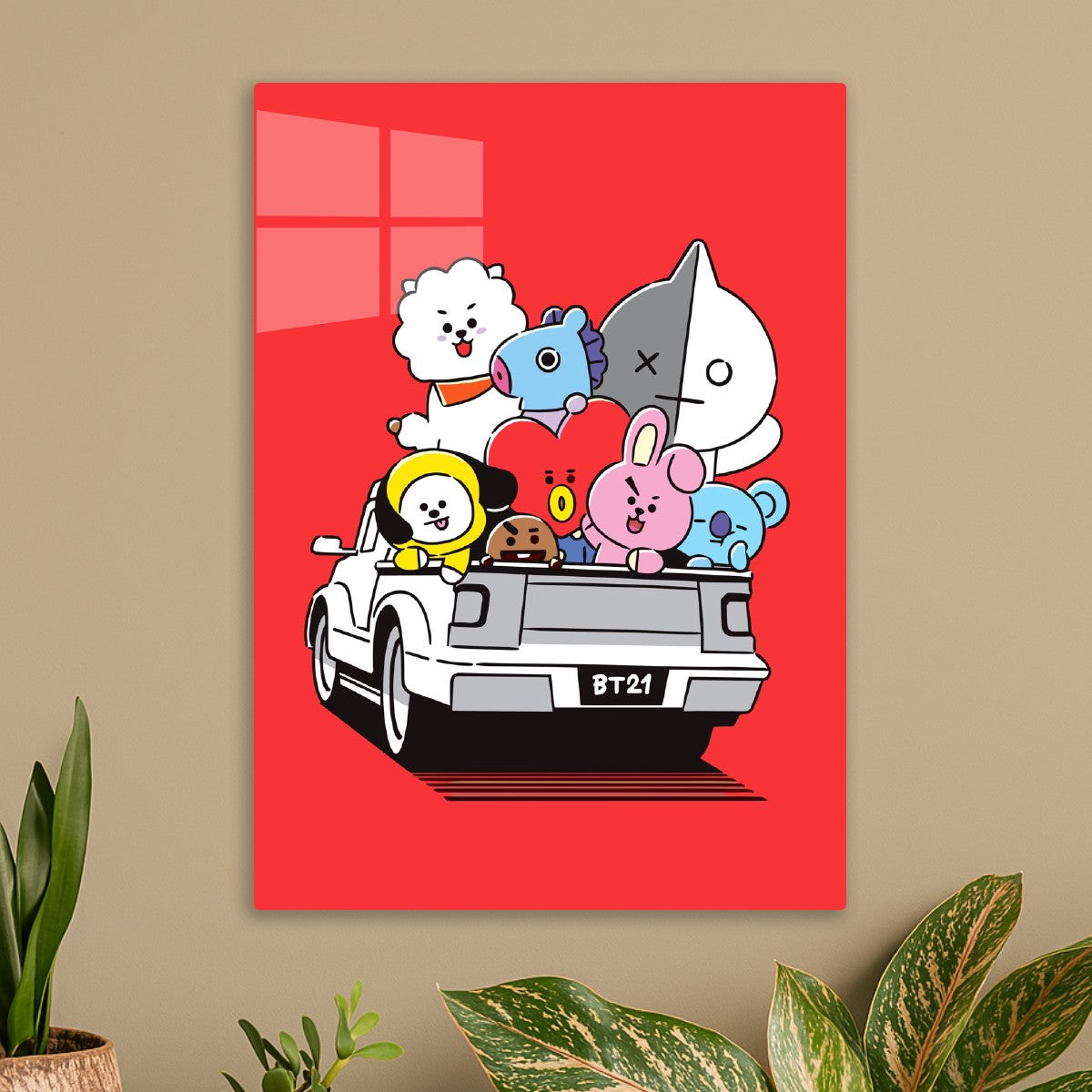 BT21 characters in a truck