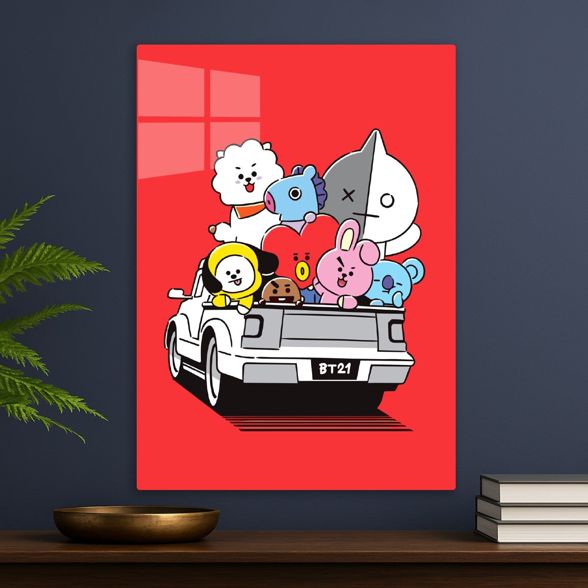 BT21 characters in a truck