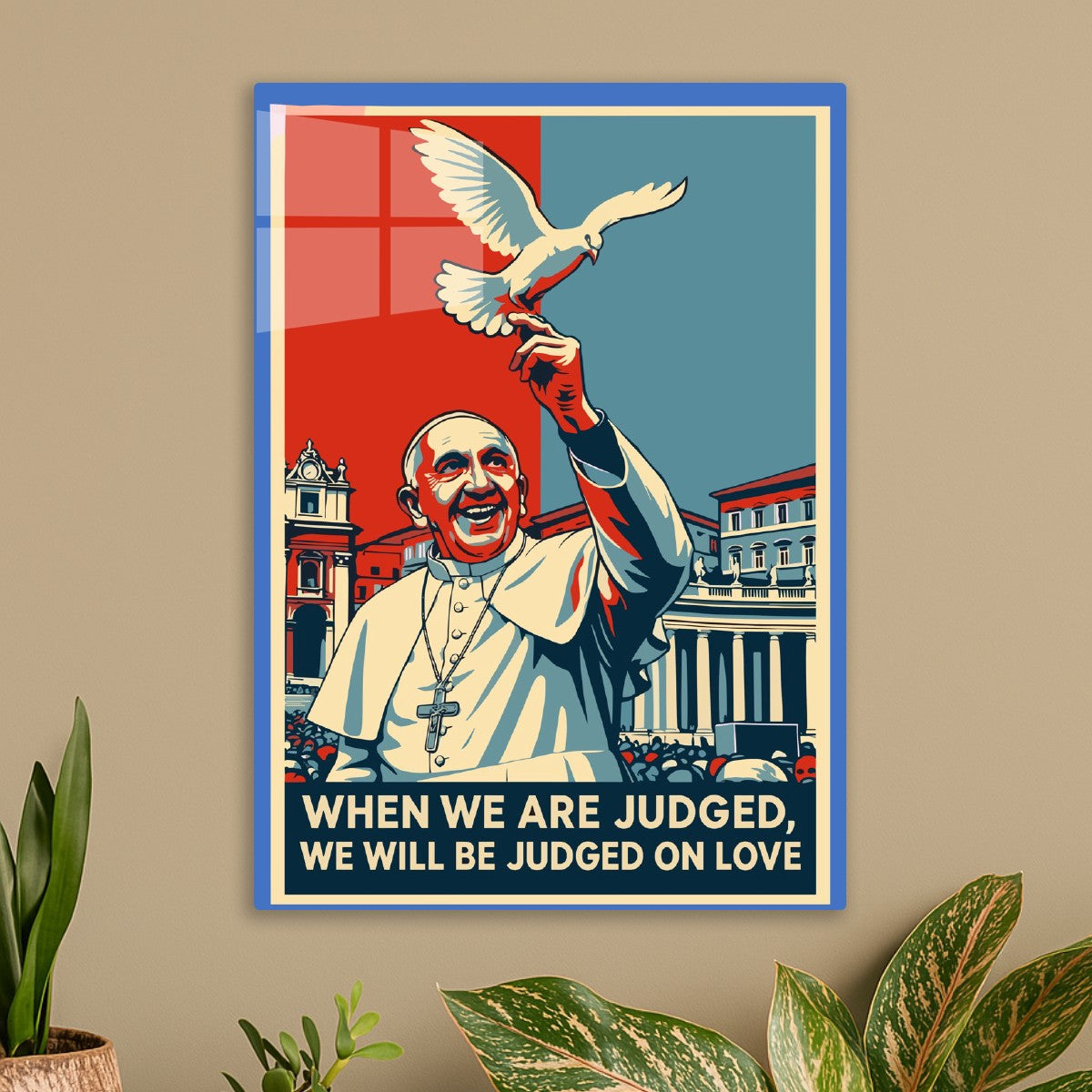 Pope Francis and Dove Poster