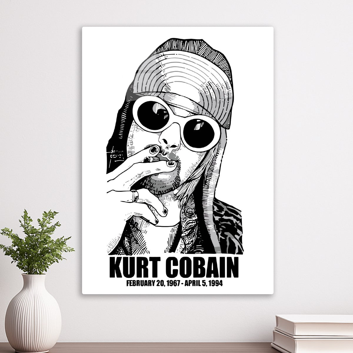 Kurt Cobain Black and White Po